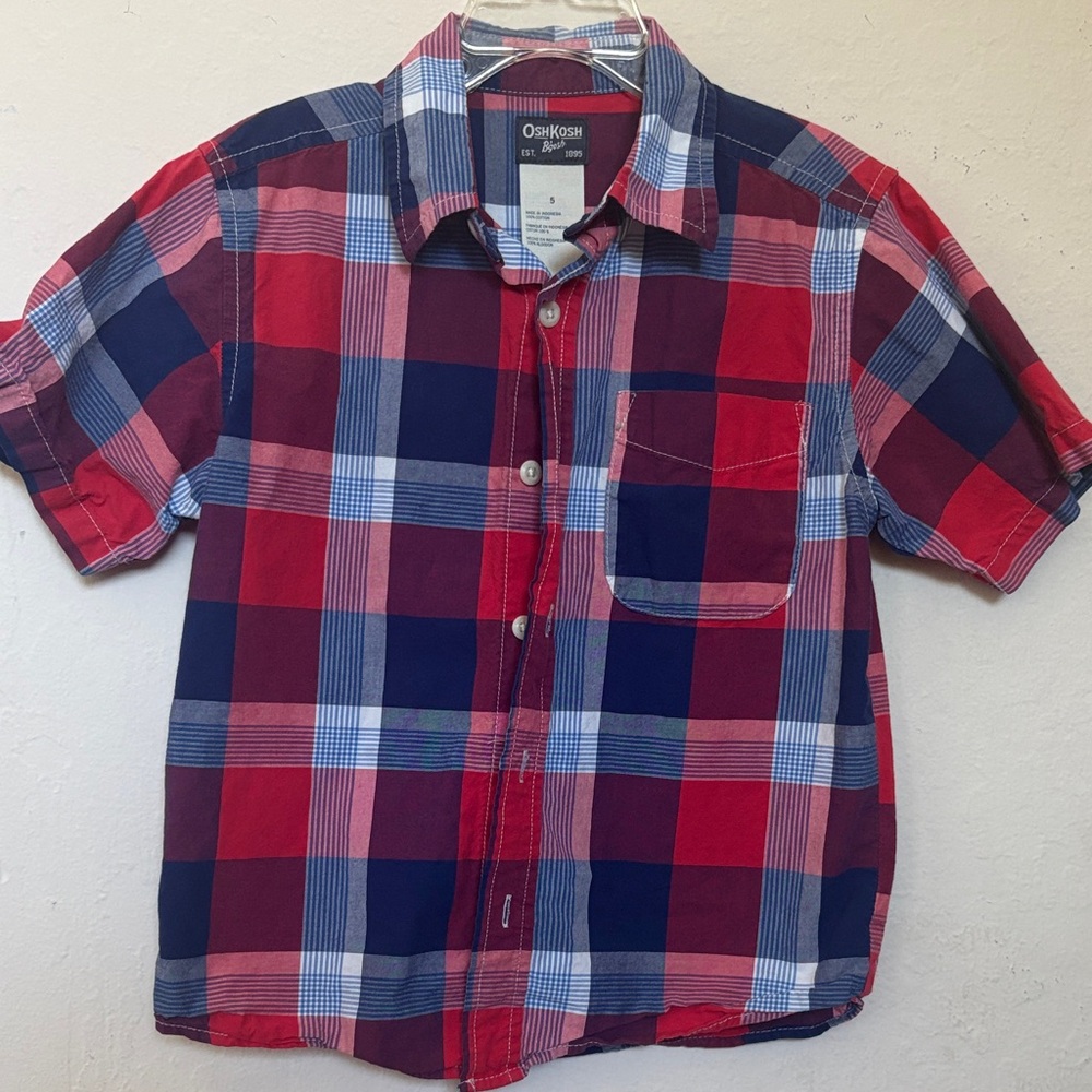 OshKosh B'gosh Red, Blue & White Plaid Shirt